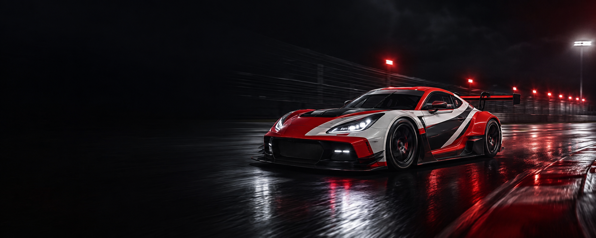 Auto GT3 in pista di notte